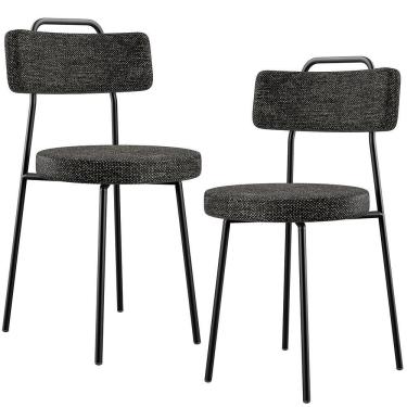 Imagem de Kit 02 Cadeiras Estofada Barcelona F01 Linho Chumbo