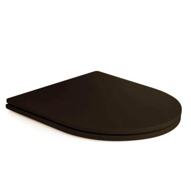 Imagem de Assento Sanitário Poliéster Luxo Carrara Marrom Fosco Para Vaso Deca Com Ferragem Dourada