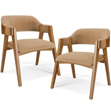 Imagem de Kit 02 Cadeiras Para Sala De Jantar E Estar Living Estofada Suran L02 Bouclê Mostarda - Lyam