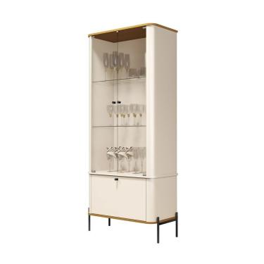 Imagem de Cristaleira Tucupi Off White Com Nature Pe Preto - Moveis Jb