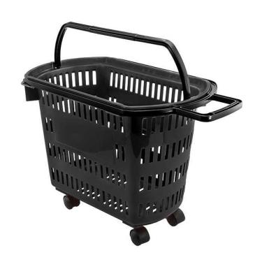Imagem de Cesta De Compras Com Rodinhas 30 Litros Preta D-300 - Della Plast