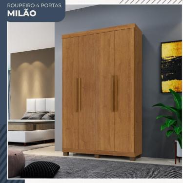 Imagem de Guarda Roupa Milao 4 Portas 3 Gavetas em MDP Benetil Moveis