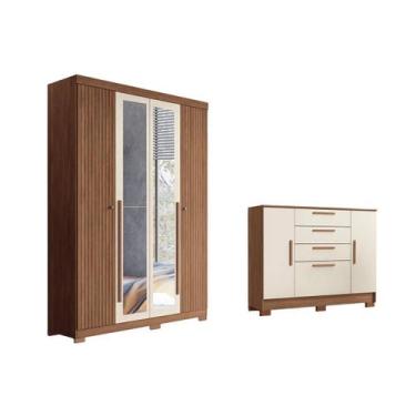 Imagem de Guarda Roupa +Cômoda 2 Peças QC308 Jatoba/Areia - Santos Andirá