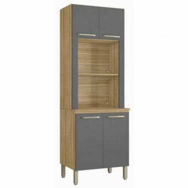 Imagem de Paneleiro Duplo 4 Portas Sem Gavetas Freijo/Gris