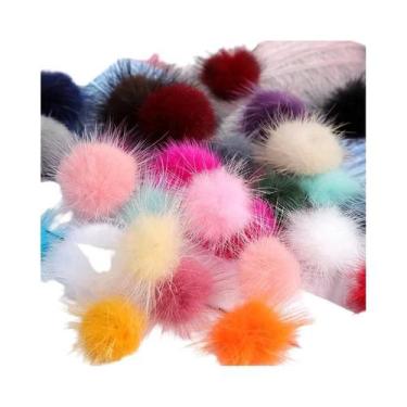 Imagem de Bolas De Pompom De Pele De Mink 25mm 30mm 40mm Para Costurar Em Chavei