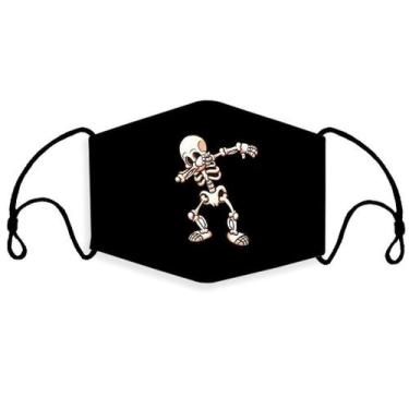 Imagem de Máscara facial Halloween Skull com impressão digital de algodão preto 