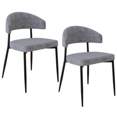 Imagem de Kit 02 Cadeiras Estofada Para Sala De Jantar Serena Preto C01 Linho La