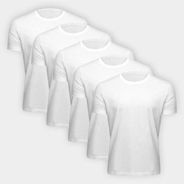 Imagem de Kit Camiseta Hering Slim Masculina 5 Peças, Branco, P