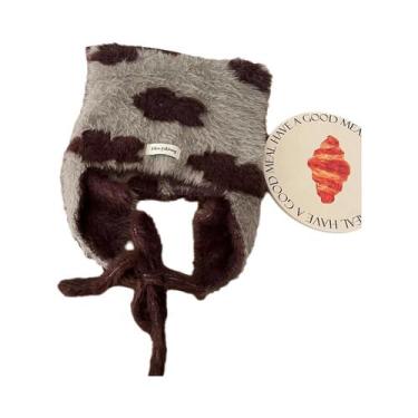 Imagem de Gorro De Inverno Unissex De Veludo De Vison Com Orelhas De Urso, Trico