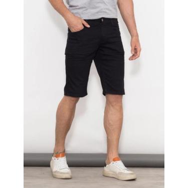 Imagem de Bermuda PRETA Sarja Masculina De Algodão Premium Social e Casual - Sem