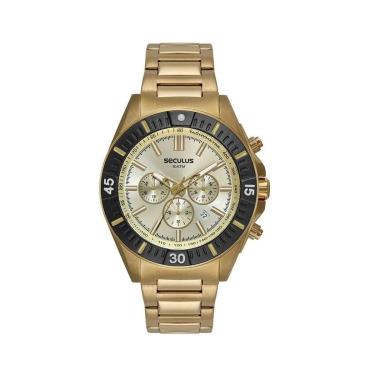 Imagem de Relógio Seculus Masculino Dourado Cronografo 44224gpsvda1-Masculino