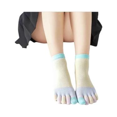 Imagem de Meias De Algodão Esportivas Femininas Com Dedos Separados, Cano Alto, 