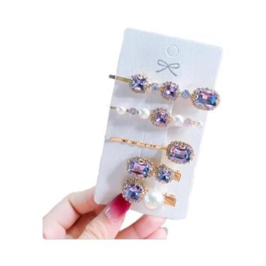 Imagem de Conjunto De Presilhas De Cabelo De Cristal Verde Para Mulheres E Menin