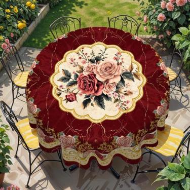 Imagem de Toalha De Mesa Elegante Estilo Palaciano Retrô Com Tema Rosa Vermelha 