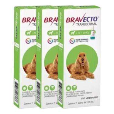 Imagem de 3 Bravecto Transdermal Cães Antipulgas E Carrapato 10 A 20kg