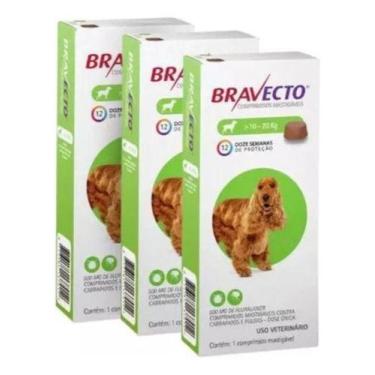 Imagem de 3 Bravecto Antipulga E Carrapato De 10 Á 20kg 500mg Cão Cães