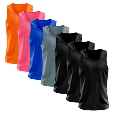 Imagem de Kit 7 Regata Dry Lisa Básica Proteção Solar UV Térmica Camiseta Treino Academia Ciclismo Regatas-Masculino