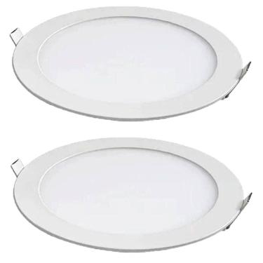 Imagem de Kit 2 Painel Led Foxlux Redondo Embutir 12w 3000k Biv Branco