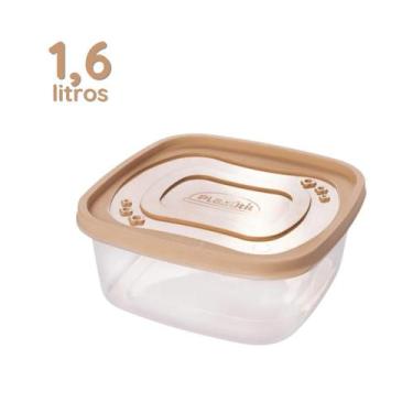 Imagem de Pote Marmita 1,6 L Tampa Vasilha Freezer Microondas Quadrado Organizad