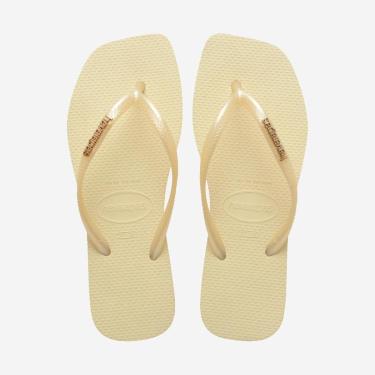 Imagem de Chinelo Havaianas Slim Square Logo Metallic Creme-Feminino