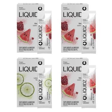 Imagem de LIQUIDZ - Eletrólitos Zero Açúcares - Limonada | Melancia - Kit 4 Caixas - 24 sachês-Unissex