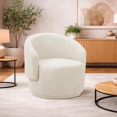 Imagem de Poltrona Decorativa Sala De Estar Recepção Jasmine Bouclé Bege