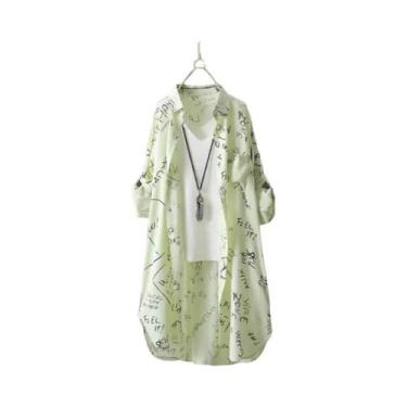 Imagem de Camisa Feminina Leve De Manga Longa Para O Verão, Blusa Solta Com Botõ