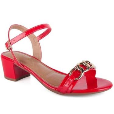 Imagem de Sandália Feminina Salto Bloco Baixo Grosso Corrente Metal Moda A3.147-Feminino