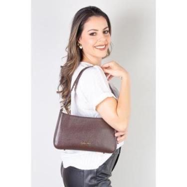 Imagem de Bolsa de ombro em couro liso baguete Liah-Feminino