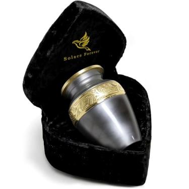 Imagem de Solace Forever Urnas De Cremação Para Cinzas Homens E Mulheres Adultos - Urna Humanas Funerárias Homenageie Seu Ente Querido Com Uma Memorial (Cinza, Pequena)