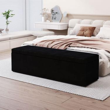 Imagem de Calçadeira Baú Lua em Veludo para Cama Box Casal Queen 160cm