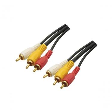 Imagem de Cabo de Áudio e Vídeo RCA Grupo MXT 3RCA + 3RCA Gold para Transmissão com Conectores Dourados Emborrachado 1,80M