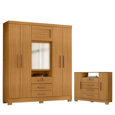 Imagem de Cômoda Madri E Guarda Roupa Casal Imperial Carvalho Americano Tx -incorplac