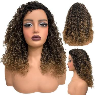 Imagem de Peruca cacheada média ondulada 45cm loiro ombre RT2/8/30 - LIONSWIG