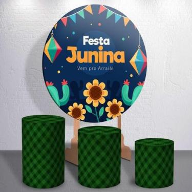 Imagem de Painel Redondo E Capas De Cilindro Sublimados Festa Junina - Thuco Dec