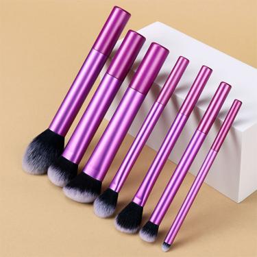 Imagem de Conjunto de Pincéis de Maquiagem 7 Peças para Blush Pó Corretivo e Sombra com Cerdas Sintéticas Roxo OEM