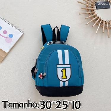 Imagem de Mochila Escolar Infantil OEM Race Car 037 Verde Água com Alças Ajustáveis e Bolsos Laterais para Menino