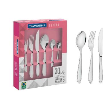 Imagem de Faqueiro Laguna 30 Peças Aço Inox Facas para Churrasco Tramontina 66906454