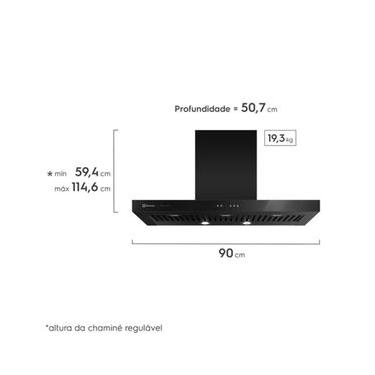 Imagem de Coifa de Parede Electrolux Pro Series 90 cm com Painel Eletrônico, Preta - 90CTV