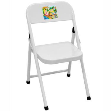 Imagem de Cadeira Infantil de Aço Dobrável Fantasia Branco / Pic Nic - 10.405.01