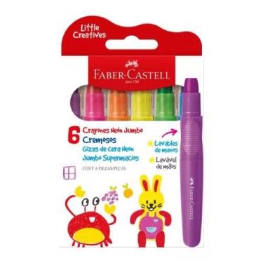 Imagem de Giz de Cera Neon - Jumbo e supermacios - Faber Castell - 6 unidades/La
