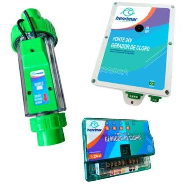 Imagem de Gerador De Cloro HM GC3 Henrimar com fonte 24v e Kit Sal, Branco, 110V