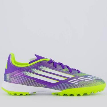 Imagem de Chuteira Adidas F50 League Society Juvenil Roxa e Verde, 31