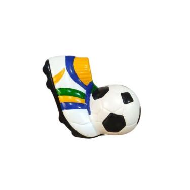 Imagem de Cofre Cofrinho Chuteira com a Bola De Futebol de Ceramica - Decore Cas