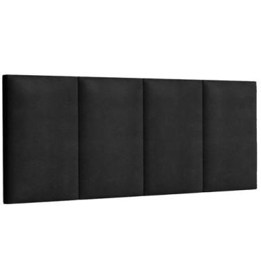 Imagem de Cabeceira Cama 1,60mts Casal Queem Estofada PRETO 4 Peças - 123 Organi