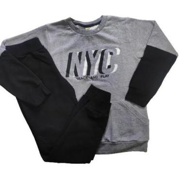 Imagem de Conjunto moletom felpado menino inverno - moda - Hrradinhos, Cinza cro