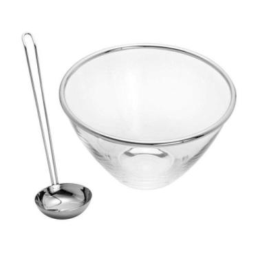 Imagem de Compoteira de Vidro com Concha de Aço Inox Planet 21,5cmx13cm Rojemac