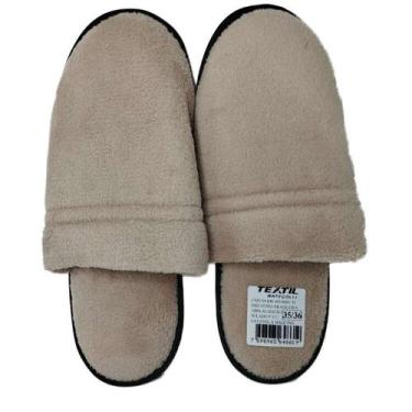 Imagem de Pantufa Textil Mafeçolli Feminino, Bege, 39/40