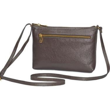Imagem de Bolsa Feminina Transversal Pequena Couro Legitimo Madamix, Café