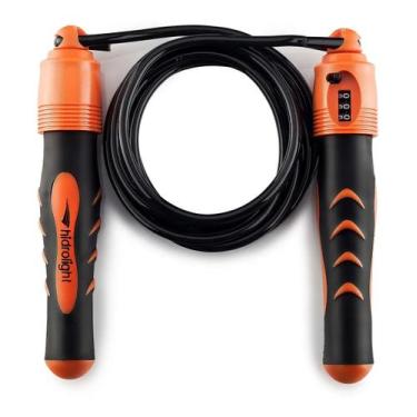 Imagem de Corda De Pular Com Contador De Giros FL06 - Hidrolight, Preto, Laranja